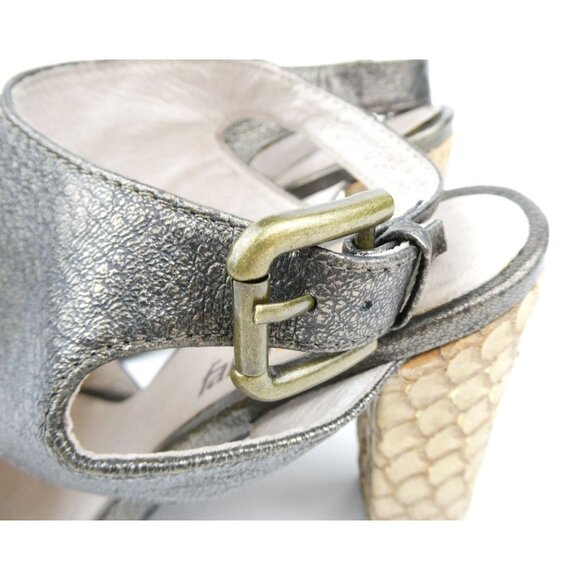 Farylrobin Womens Metallic Peep Toe Block Heels W/ Buckle Closure Size 8 - Picture 15 of 15